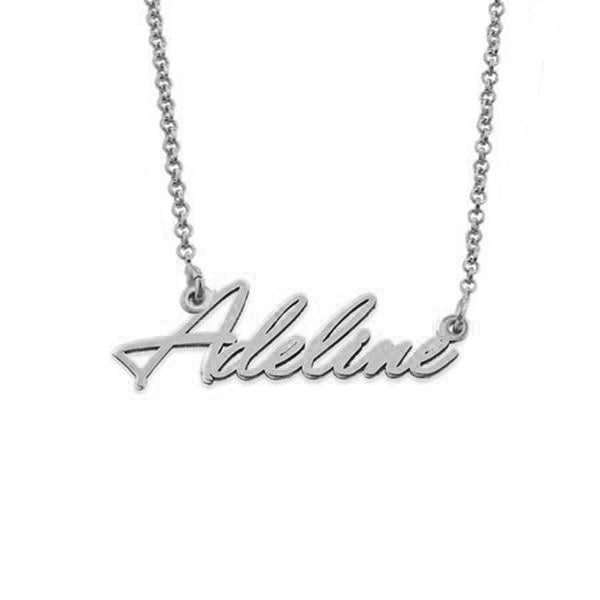 Collier avec plaque signalétique en argent sterling 925 personnalisé Adeline