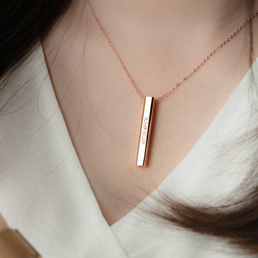 925 Sterling Silver Vertical Prisms Bar Necklace - onlyone