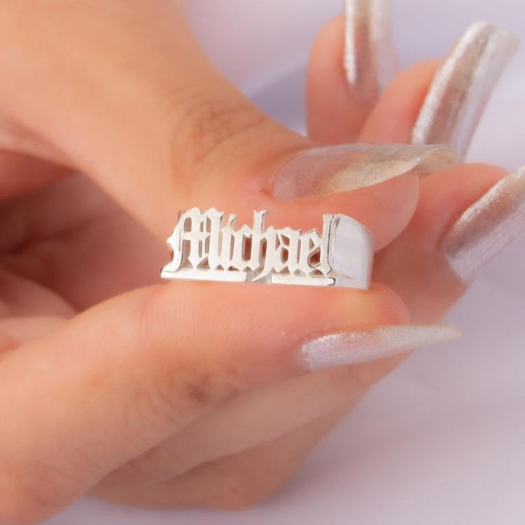 925 Sterling Silver Gothic Name Ring In Old English Font