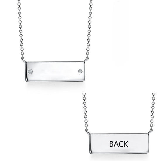 925 Sterling Silver Classic Bar Necklace With Zirconia - onlyone