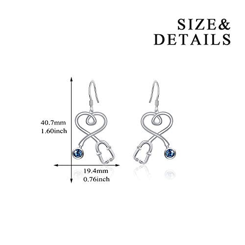 925 Sterling Silver White Angel Stethoscope Heart Stud Earrings Ⅱ - onlyone