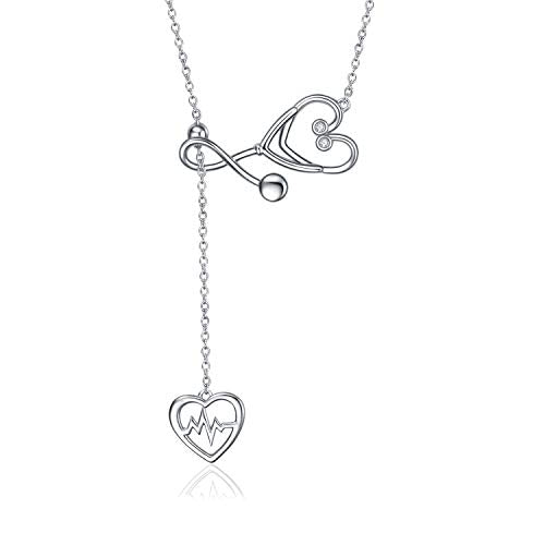 925 Silver White Angel Gift Series: loving care stethoscope necklace - onlyone