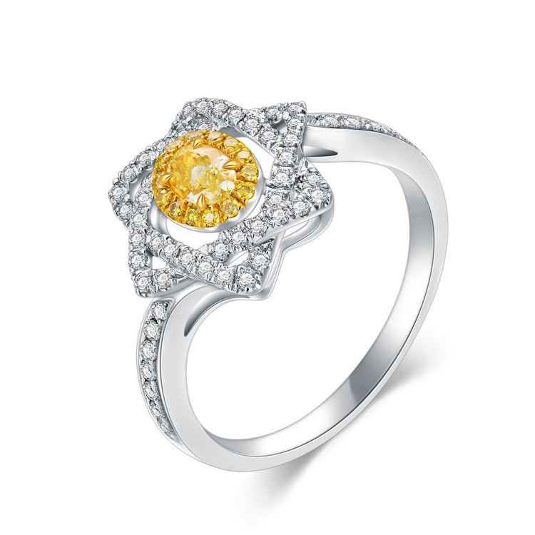 AU750 Hexagram Combination Yellow Diamond Ring