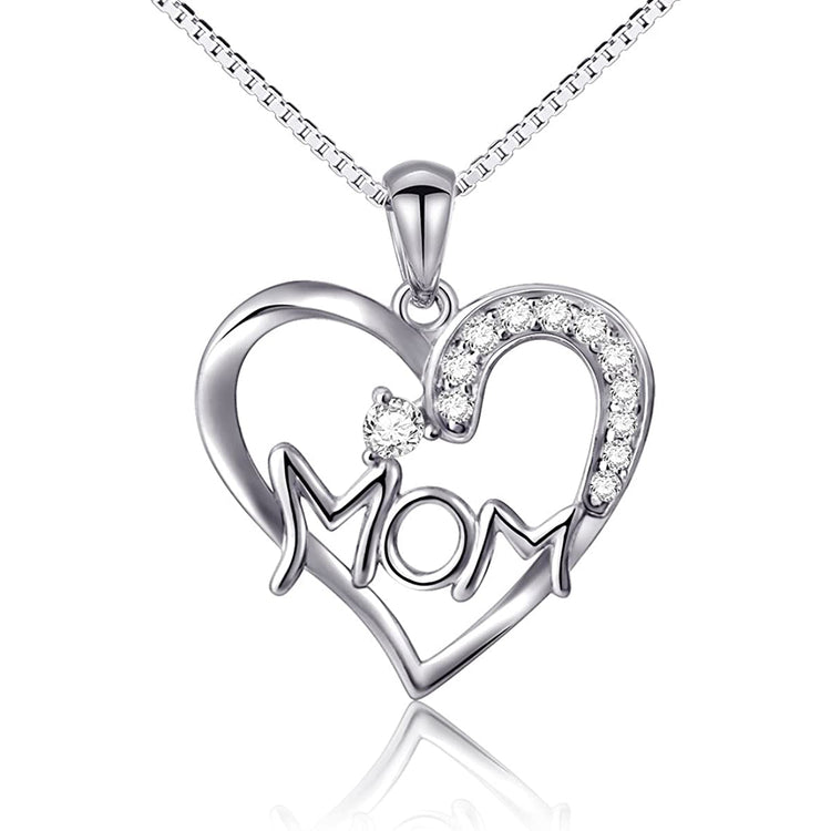 925 Sterling Silver Heart Pendant Necklace, Gift For Mom