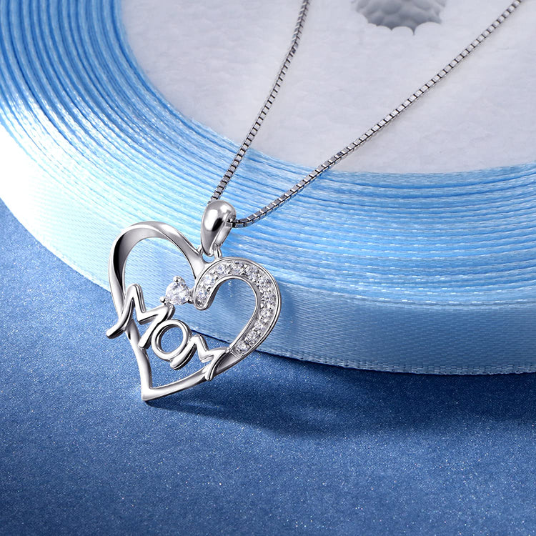 925 Sterling Silver Heart Pendant Necklace, Gift For Mom