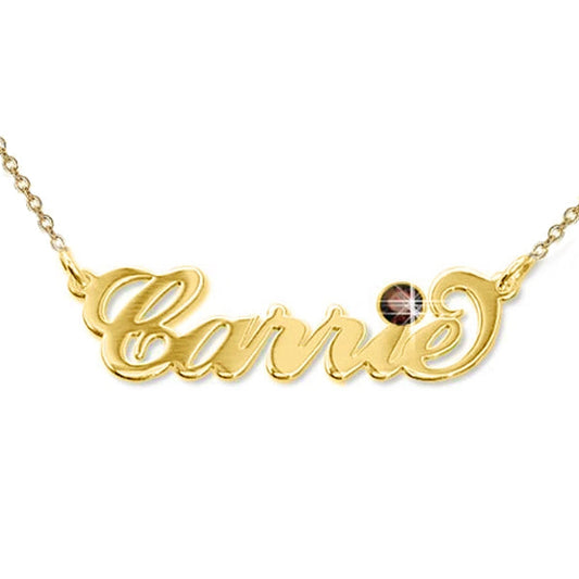 925 Sterling Silver Custom Carrie Name Necklace Nameplate Necklace With Birthstone