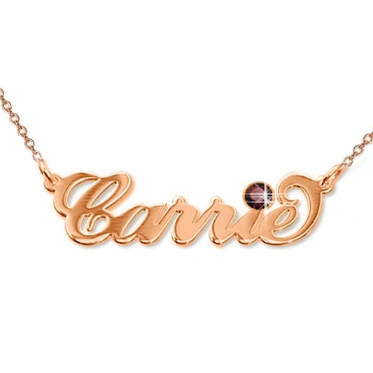 925 Sterling Silver Custom Carrie Name Necklace Nameplate Necklace With Birthstone