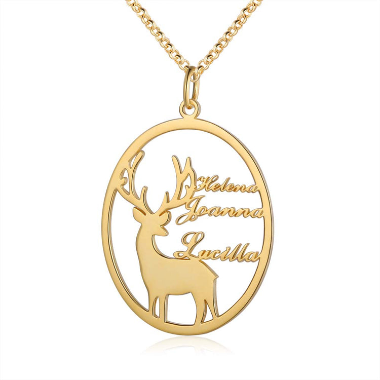 925 Sterling Silver Personalized Reindeer Name Necklace