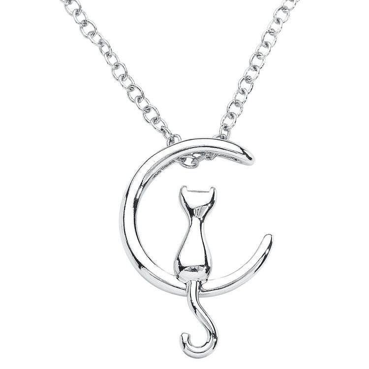 925 Sterling Silver Moonlight Cat Necklace - onlyone