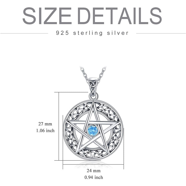 925 Sterling Silver Pentagram Celtic Necklace