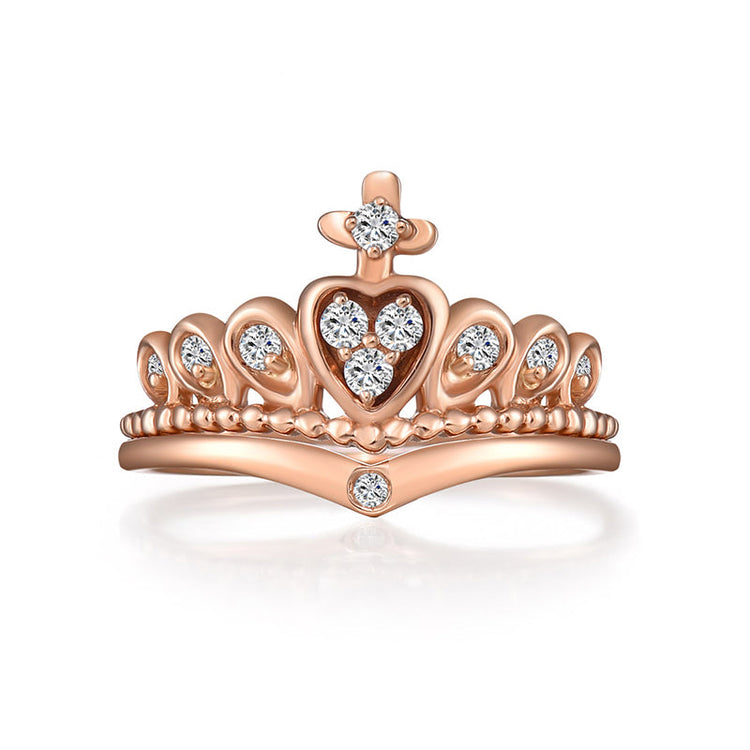 OnlyOne Roman Holiday Gift in 18K Rose Gold Crown Ring for Her - onlyone