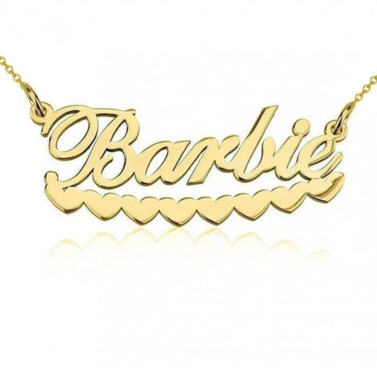 925 Sterling Silver Barbie Hearts Name Necklace Nameplate Necklace - onlyone