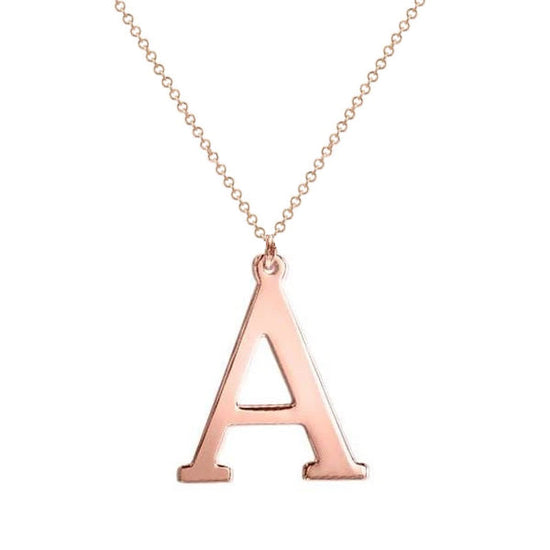 925 Sterling Silver Big Capital Letter Initial Necklace - onlyone