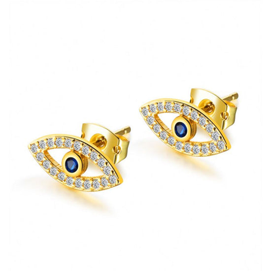 925 Sterling Silver Zirconia Evil Eye Earrings - onlyone