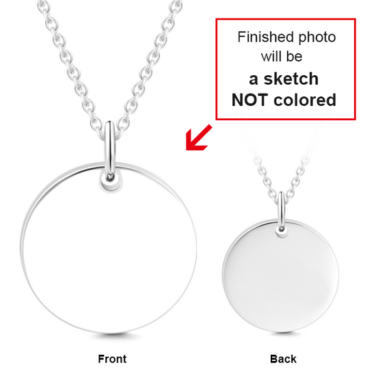 925 Sterling Silver Kid'S Drawing Disc Engraved Photo Necklace - onlyone