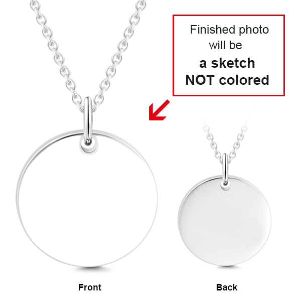 925 Sterling Silver Kid'S Drawing Disc Engraved Photo Necklace - onlyone