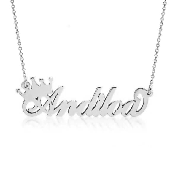 925 Sterling Silver Queen Crown Name Necklace Nameplate Necklace - onlyone