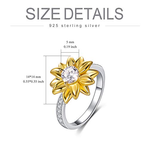 OnlyOne 925 Silver Golden Sunflower Ring with zirconia ring: â…?- onlyone