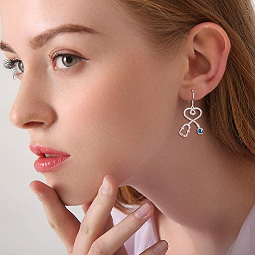 925 Sterling Silver White Angel Stethoscope Heart Stud Earrings Ⅱ - onlyone