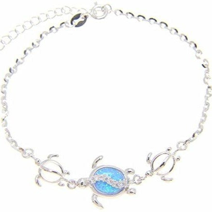 925 Sterling Silver Hawaiian cute turtle Style adjustable fashion anklet - onlyone