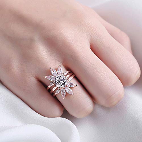 925 Sterling Silver Rose Gold Zirconia Crown Style Or Square Style Ring - onlyone