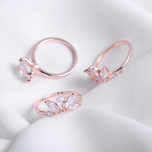 925 Sterling Silver Rose Gold Zirconia Crown Style Or Square Style Ring - onlyone