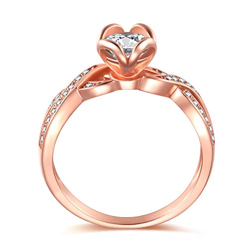 OnlyOne 925 Silver Rose Gold Spiral Style Design Ring Zirconia Ring - onlyone