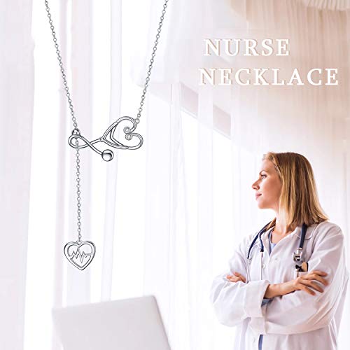 925 Silver White Angel Gift Series: loving care stethoscope necklace - onlyone