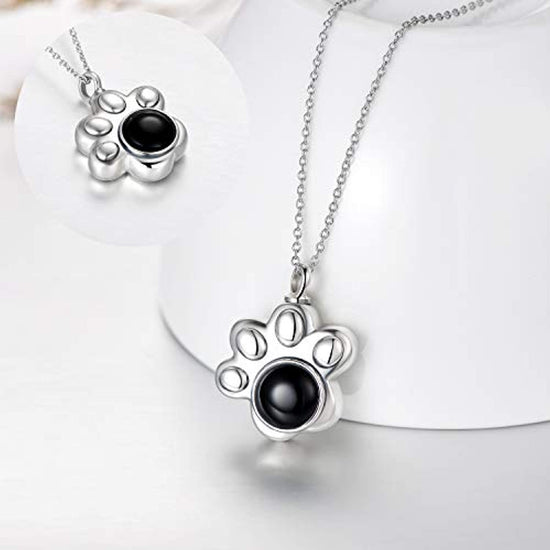 925 Sterling Silver Pet Urn Necklace Keepsake Ashes Cremation Memorial Jewelry with Cubic Zirconia - onlyone