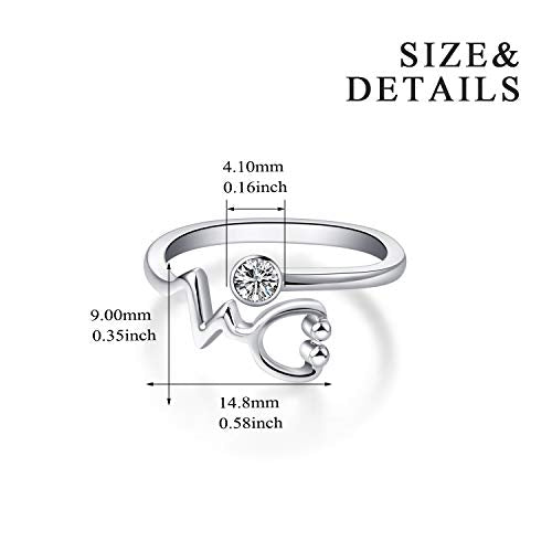 925 Sterling Silver White Angel Stethoscope Heartbeat Ring Graduation Gift - onlyone