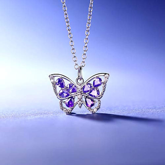 925 Sterling Silver Butterfly Necklace, Butterfly Necklaces For Women Girls - onlyone