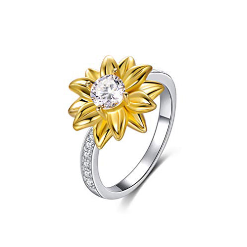 OnlyOne 925 Silver Golden Sunflower Ring with zirconia ring: â…?- onlyone