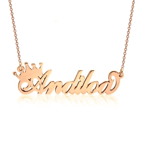 925 Sterling Silver Queen Crown Name Necklace Nameplate Necklace - onlyone