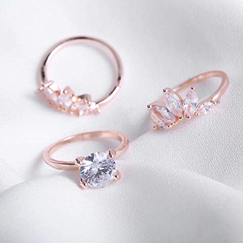 925 Sterling Silver Rose Gold Zirconia Crown Style Or Square Style Ring - onlyone