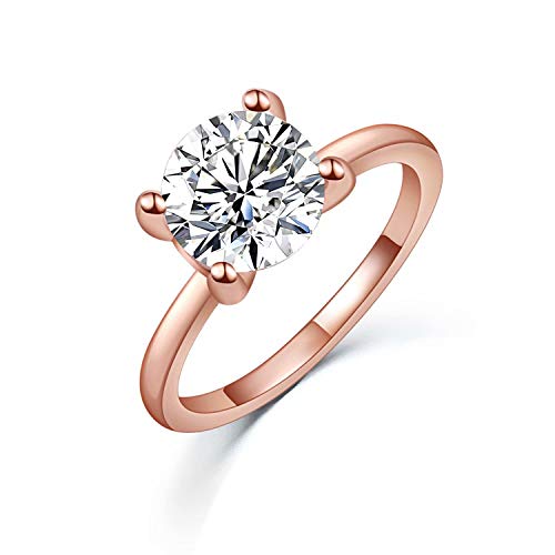 925 Sterling Silver Rose Gold Zirconia Crown Style Or Square Style Ring - onlyone