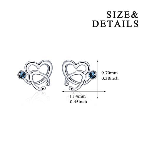 925 Sterling Silver White Angel Stethoscope Heart Stud Earrings Ⅰ - onlyone