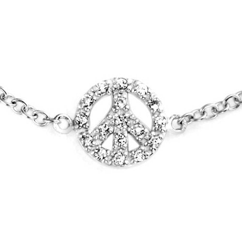 925 Sterling Silver Peace Symbol Anklet - onlyone