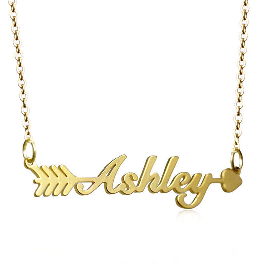 925 Sterling Silver Custom Arrow Ashley Name Pendant Necklace, Nameplated Necklace - onlyone