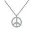 925 Sterling Silver Round Zirconia Peace Symbol Pendant Necklace - onlyone