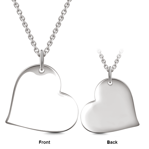 925 Sterling Silver Kiss Love Heart Engraved Photo Necklace Inspirational Gift - onlyone