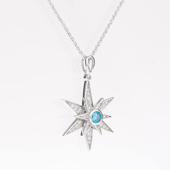 925 Sterling Silver Rotatable Cubic Diamond Hexagram Snowflake Pendant Necklace - onlyone