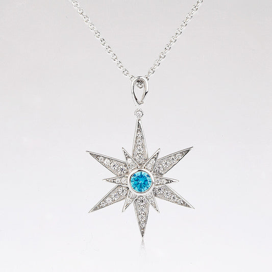 925 Sterling Silver Rotatable Cubic Diamond Hexagram Snowflake Pendant Necklace - onlyone