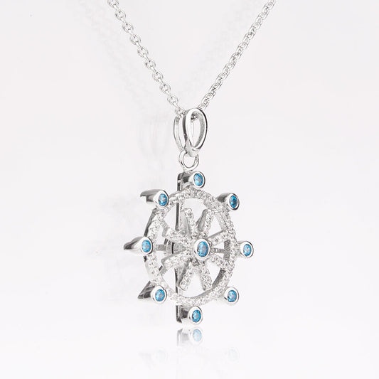 925 Sterling Silver Rotatable Cubic Diamond Snowflake Pendant Necklace - onlyone