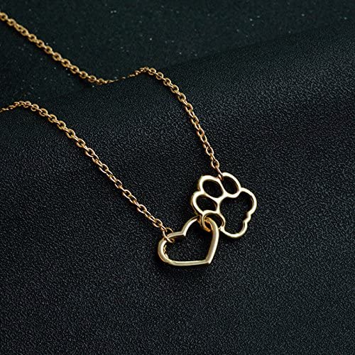 925 Sterling Silver Cat Dog Puppy Paw Print Stamped Pet Memorial Pendant Necklace Love Heart Necklace - onlyone