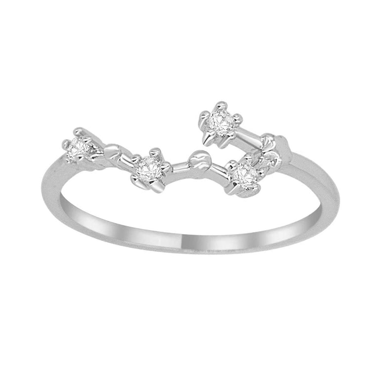 925 Sterling Silver Zodiac Sign Ring With Zirconia