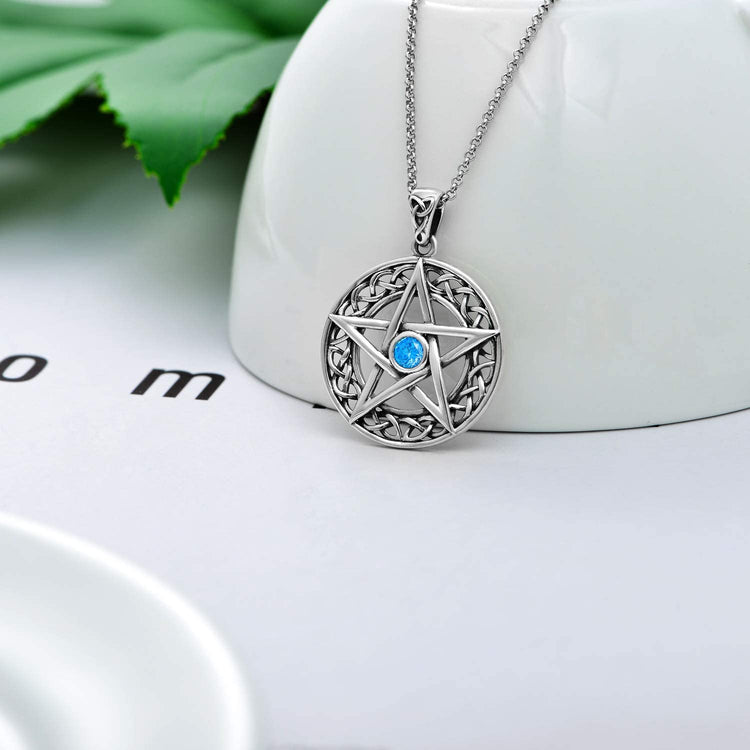 925 Sterling Silver Pentagram Celtic Necklace