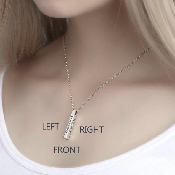 925 Sterling Silver 3D Bar Urn Necklace Cremation Jewelry for Ashes Bar Disc Necklace - onlyone