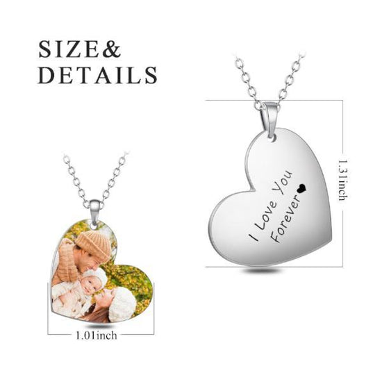 Stainless Steel Heat Photo Necklace - onlyone