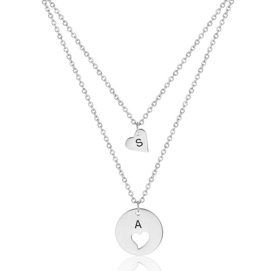 925 Sterling Silver Coin Engraved Initial Necklace - onlyone