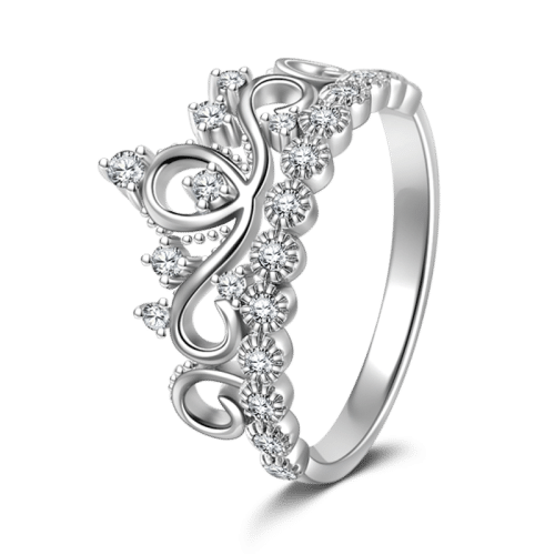 925 Sterling Silver Zirconia Crown Ring - onlyone